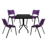 Jogo Mesa 70x70 Preta para Sorveterias e Restaurantes com 4 Cadeiras Iso Roxa - 2