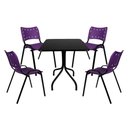 Ver imagem 2 de Jogo Mesa 70x70 Preta para Sorveterias e Restaurantes com 4 Cadeiras Iso Roxa