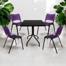 Jogo Mesa 70x70 Preta para Sorveterias e Restaurantes com 4 Cadeiras Iso Roxa - 1