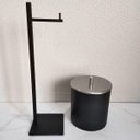 Ver imagem 5 de Suporte Porta Papel Higiênico Preto de Chão Papeleira Quadrada Banheiro Lavabo