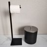 Suporte Porta Papel Higiênico Preto de Chão Papeleira Quadrada Banheiro Lavabo - 2