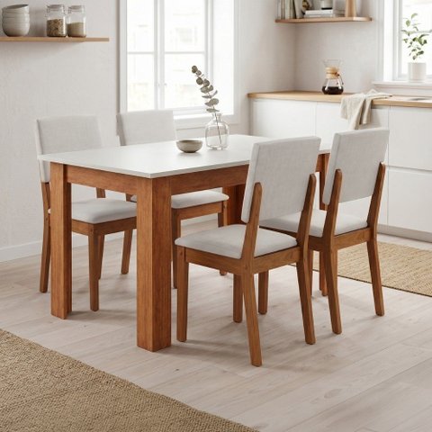 Conjunto Sala de Jantar Mesa 1,10m Place 4 Cadeiras Linda Viero
