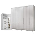 Ver imagem 1 de Guarda Roupa Casal Master New 8 Portas de Bater 4 Gavetas com Cômoda Marabá 1 Porta 6 Gavetas