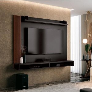 Painel para TV Dijon Preto com Naturale - Edn Móveis