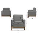 Ver imagem 5 de Kit Sofá 3 Lugares 2,10m com Chaise Le e 2 Poltronas Living Gabi Linho Cinza Madelina Decor
