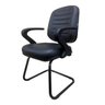 Cadeira Diretor Costurada Base em "S" Preta com Braços "7" - Corino Preto - Martiflex - 30305 - 3