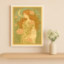 Ver imagem 2 de Quadro Mulher e Gato Art Nouveau 33x24cm Mold Branca Vidro