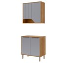 Ver imagem 1 de Balcão com Aéreo Celeste 80 Cm com 4 Portas Cinamomo/platina