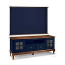 Ver imagem 1 de Conjunto Rack 60812 + Painel 50513 para Sala Pés Luiz Xv 2 Gavetas 2 Portas - Azul Petróleo/imbuia