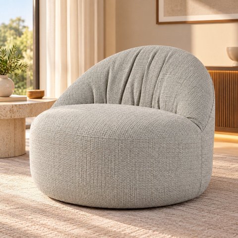Poltrona Orgânica Base Fixa Estofada Design Moderno Luna Espresso Móveis