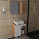 Ver imagem 1 de Conjunto Kit para banheiro 80cm com Gabinete espelheira e cuba CJ43018-105 Móvel na Caixa Videira Am