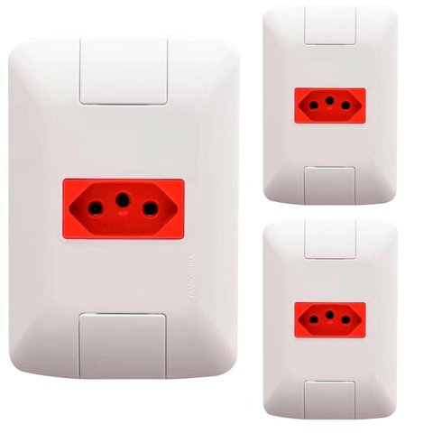 Kit 3 Cj 4x2 1 Tomada 2pt Tramontina Aria 20 a 250v Vermelho