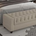 Ver imagem 3 de Puff Baú Bellmont em Linho Bege 1,40m com Botões de Cristal Pés em Madeira Elegante e Moderno