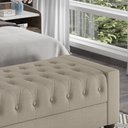 Ver imagem 4 de Puff Baú Bellmont em Linho Bege 1,40m com Botões de Cristal Pés em Madeira Elegante e Moderno