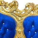 Ver imagem 6 de Jogo de Sofá Classico Azul com Dourado + Par de Poltrona a: 134cm L: 253cm C: 80cm | a: 113cm L: 94C