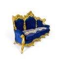 Ver imagem 4 de Jogo de Sofá Classico Azul com Dourado + Par de Poltrona a: 134cm L: 253cm C: 80cm | a: 113cm L: 94C