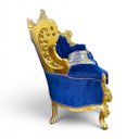 Ver imagem 5 de Jogo de Sofá Classico Azul com Dourado + Par de Poltrona a: 134cm L: 253cm C: 80cm | a: 113cm L: 94C