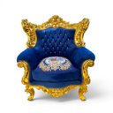 Ver mais imagens de Jogo de Sofá Classico Azul com Dourado + Par de Poltrona a: 134cm L: 253cm C: 80cm | a: 113cm L: 94C
