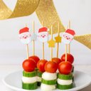 Ver imagem 1 de Kit Palitos de Aperitivo Natal Papai Noel e Estrelas 12cm 50 Unidades em Bambu Prime