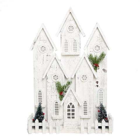 Castelo de Natal de Madeira para Decoração 61cm | Natal Formosinha