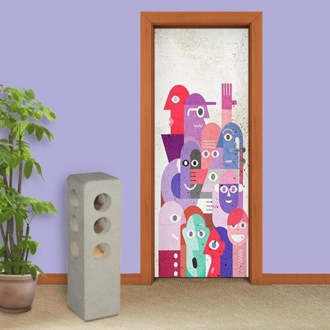 Adesivo de Porta People Arte Destaque M - 0,83 X 2,13 Metros