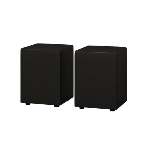 Kit 2 Puff Banquetas Cubo Quadrado Decorativo Couro Preto