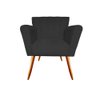 Poltrona Decorativa Maya Suede Preto Pés Madeira Mz Decor - 2