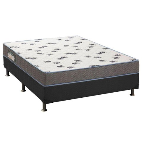 Cama Box Casal: Colchão Espuma Ortobom D33 Light + Base CRC Suede Gray(138x188)