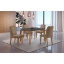 Ver imagem 1 de Sala de Jantar Mesa Liz 120cm Mdf Canto Reto e 4 Cadeiras Athenas Moderna