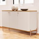 Ver imagem 3 de Buffet Aparador para Sala de Estar 3 Portas Pés em Aço - Off White Nature Bronze