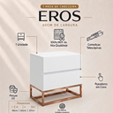 Ver imagem 2 de Mesa de Cabeceira Eros Branca 60cm com 2 Gavetas Pés de Metal Cobre Estilo Industrial