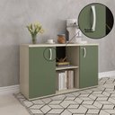 Ver mais imagens de Armário Credenza 2 Portas Pivotante P25 Cinza/Walnut/Salvia