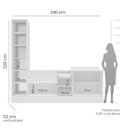 Ver imagem 3 de Cozinha Pérola com Rodapé e Cristaleira com LED 3 Peças 240 cm Yescasa Branco