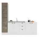 Ver imagem 5 de Cozinha Pérola com Rodapé e Cristaleira com LED 3 Peças 240 cm Yescasa Branco
