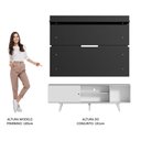 Ver imagem 6 de Rack Madesa Dubai e Painel para Tv até 65 Polegadas com Pés - Branco/preto 0977