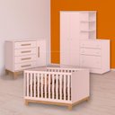 Ver imagem 1 de Conjunto Berço Mini Cama Slim, Cômoda Sapateira Slim e Guarda Roupa C/ Cômoda Rosa