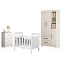 Ver imagem 1 de Guarda Roupa Infantil Flocos com Gaveteiro Soft e Berço Americano Soninho 3 Portas 2 Gavetas MDF