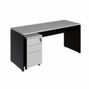 Ver imagem 3 de Escrivaninha 180cm X 70cm Pé Painel Gaveteiro 3 Gavetas F5 Cor:cinza Sagrado com Preto