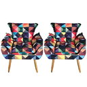 Ver imagem 1 de Kit 02 Poltronas Opala Suede Estampado Triângulo Pés Palito