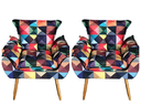 Ver imagem 1 de Kit 02 Poltronas Opala Suede Estampado Triângulo Pés Palito