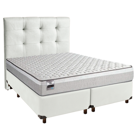 Kit Cama Box + Cabeceira + Colchão Queen Molas Ensacadas - Hanover - Inducol