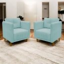 Ver imagem 2 de Kit 2 Poltronas Decorativa Luxo para Sala Recepção Consultório Escritório Aviv Linho Premium