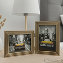 Ver imagem 1 de Porta Retrato Duplo 10x15 Moldura Ripado Marrom com Bege