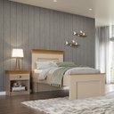 Ver imagem 2 de Conjunto Cama Solteiro e Mesa de Cabeceira England em MDF Corda/Freijó