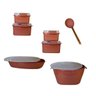 Conjunto vasilhas plásticas kit 7 peças marrom - 1