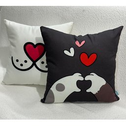 Capa de Almofada Decorativa Focinho de Coração 100% Algodão para Sofá - 43x43cm - 3