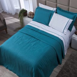 Cobre Leito King Versatile Micropercal 3 Pçs Azul Mosaico - 3