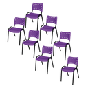 Ver imagem 2 de Kit 7 Cadeiras Iso Fixa Empilhável Escola Igreja Salão:roxo