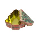 Ver imagem 1 de Lata Decorativa Natalina Multiuso Metal com Tampa Formato Árvore de Natal Verde e Vermelho Xadrez 18