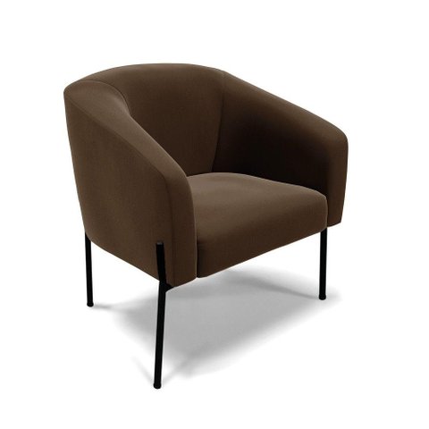 Cadeira Sala de Jantar Pé de Ferro Preto Stella Suede D03 - D'Rossi Cor Marrom